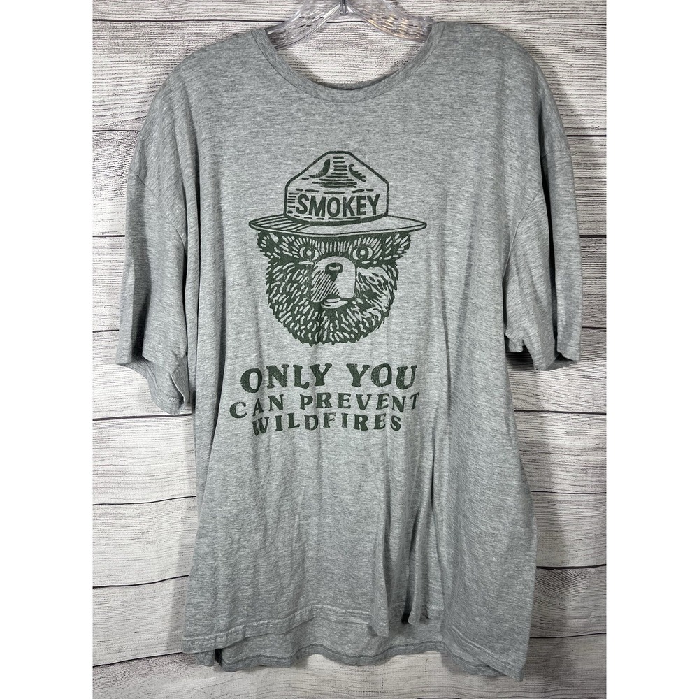 Smokey Bear Only You Can Prevent Wildfires T Shirt Men's XXL Gray